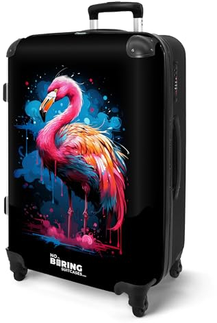 NoBoringSuitcases.com Valises, Valise Soute, Grande Valise, Serrure TSA, Valise Soute 23kg, Valise Rigide, Valise Soute Avion, Valise Taille M, Valise Grande Taille (67cm - 72L), (Flamant - Rose)