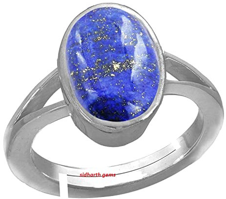 JEMSPRIME 10,00 Ratti 9,00 Karat Lapislazuli-Ring, natürlicher Lapiz-Ring, original, Labor-zertifiziert, blauer Lapislazuli, unbeheizt, unbehandelter Edelstein, gut plattiert, verstellbar, für Damen