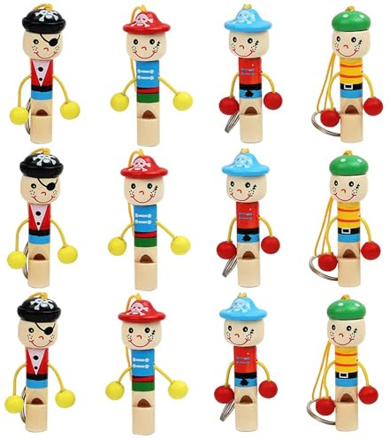 12 Stück Kleine Holztrompete Tierpfeife, Trillerpfeife, Cartoon Pfeife für Musikinstrument , Pädagogisches, Holzpfeife Geeignet für Versammlungen, Spiele
