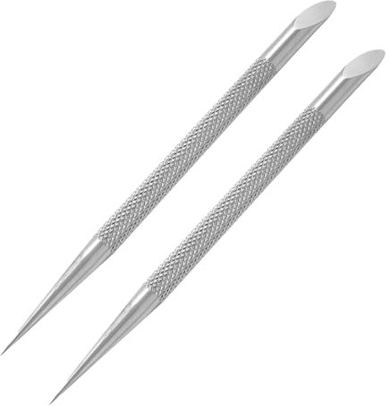 Miaija 2Pcs Nail Cuticle Pusher Nail Peeling Pedicure Tools Professional Stainless Steel Cuticle Remover for Fingernails and Toenails Exfoliating（12cm）