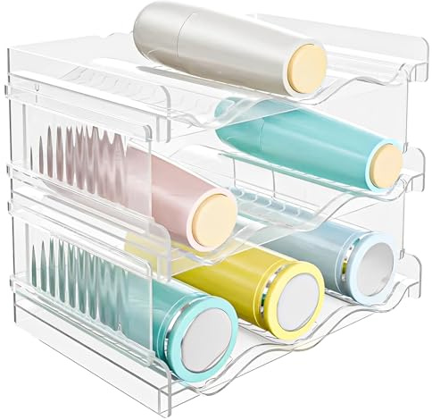 ZOFUN Stapelbarer Flaschenhalter Schrank für 9 Flaschen | Flaschen Organizer, Flaschenregal Kunststoff Organizer für Weinflaschen Trinkflaschen für Küche, Kühlschrank, Büro