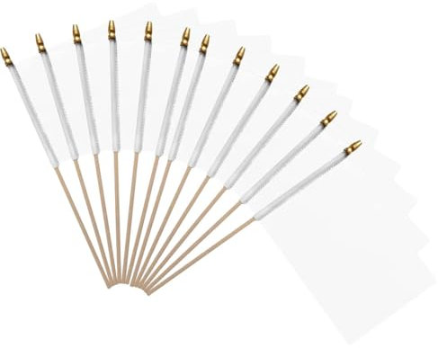 Bastoni di Legno - Bandiere Bianco a Manovella Bandiera Vuoto con Bastoncini Legno Bandiere per la Festa, Parate, Giochi di Calcio, Interno Esterno Giardino Decorazioni Striscione 10 Pezzi