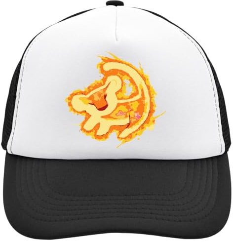 Functon+ Cave Little Lion Artwork Mesh Back Trucker Cap Adjustable Snapback Hat Casu White, Schwarz , Einheitsgröße