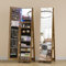 Figbird Schmuckschrank mit Standspiegel,360°Drehbar schmuckschränke mit Räder,Spiegelschrank mit großer Stauraum,Schmuck Organizer mit Ablagen 3 in 1