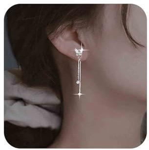 Aneneiceera Vintage Kristall Schmetterling Ohrringe - Silber Strass CZ Ohrstecker Mit Metall Schlanke Kette - Schmuck Für Frauen Und Mädchen