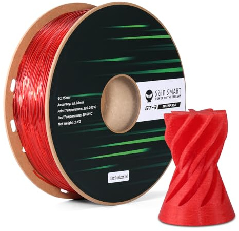 SainSmart Hohe Fließfähigkeit Transluzentes TPU Filament 1,75mm für Hochgeschwindigkeitsdruck 500 mm/s, 1kg, Rot