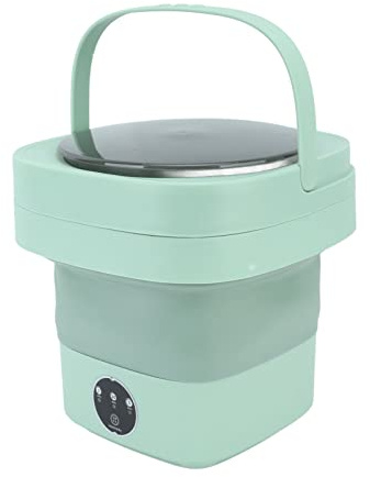 Lavadora Portátil, Mini Lavadora de Cubo Plegable de 6,5 L con Tubo de Drenaje, Lavandería Completamente Automática para el Hogar, Hotel, Camping, RV, para Ropa Interior, (GREEN)