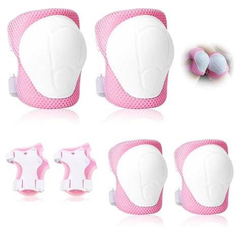Mtlhbcg Children's Protective Equipment Set,Children's Knee Pads,Pink Knee Pads, Elbow Pads and Wrist Guards,for Skateboard,Inline Skates,Bicycle,für 3-8 Jahre,Jungen und Mädchen Knee Pads