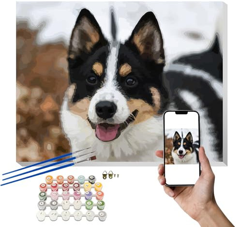 Peinture personnalisée par numéros pour adultes kits de peinture professionnelle pour animaux et portraits, cadeaux de bricolage Faites votre propre photo avec un cadre peinture de dessin et pinceaux