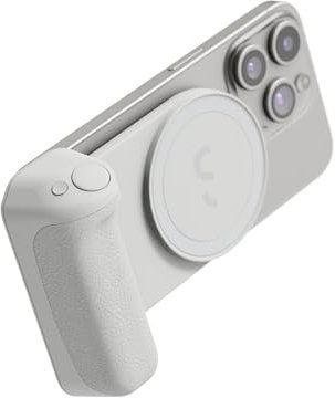 ShiftCam SnapGrip Pro - Mobile Battery Grip with Wireless Shutter Button - Magnetic Mount Snaps on to Any Phone - Built in Powerbank with Qi 2 Wireless Charging - Tabletop Dock (Stone)