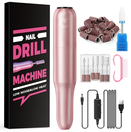 PEACECOLOR Electric Nail Files,Professional Nail Drill Machine with Ceramic Bit for Acrylic Nail Gel 20000RPM Adjustable Speed Electric Manicure Pedicure Kit for Nail Art DIY, Home or Salon Use