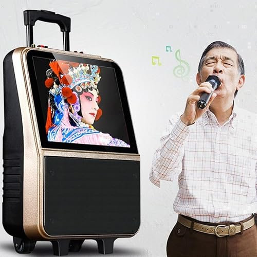 15'' LED Screen Outdoor Cart Speaker + 8'' Coaxial Speaker, Supports WiFi/Bluetooth, Can Be Connected to 12v, Mobile Phone Wireless Screen