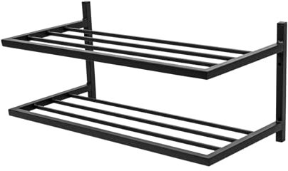 FRAMADO - Schuhregal Metall - Schuhregal Hängend - 70 x 33 x 31 cm - mit 2 Ablagen, Wandmontage - Schuh Organizer für Flur, Garderobe - Schuhablage SCARPE Schwarz