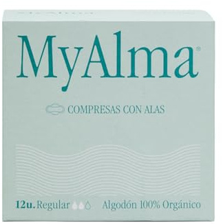 Compresas de Algodón Orgánico con Alas - Extra Absorbentes y Transpirables - Protección Segura para Flujo Abundante y Nocturno - Hipoalergénicas y Biodegradables (Bajo)