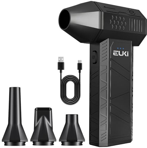 EUKI Souffleur Air Comprimé Puissant, 130 000RPM, Soufflette Électrique Rechargeable avec Batterie 5000mAh, Mini Sans Fil et Portable – Idéal pour le Nettoyage de PC, Clavier, Meubles et Voitures