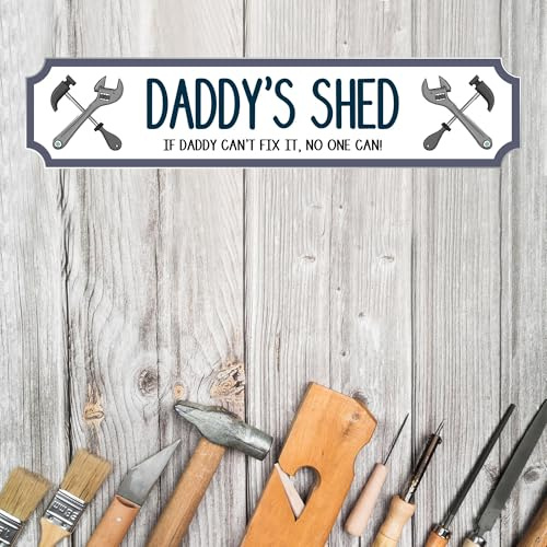 Daddy's Shed Personalised MDF Wood Street Sign Plaque - Custom Gift for Dads, DIY Enthusiasts, Shed, Garage, Workshop Decor (Acrylic - Indoor & Outdoor use, Small - 290mm x 63mm)