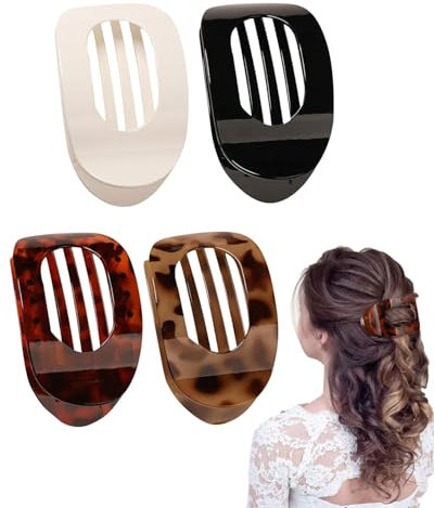 TPZORJX 4 Pack Pinzas pelo Mujer – Pinzas Para el Pelo Planas Grandes, Ligeras & Cómodas, Antideslizantes, para Cabello Grueso & Fino, Elegantes Hair Clips para el Día a Día, Deporte, Conducción(D)