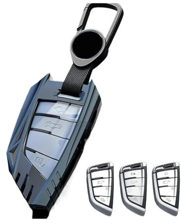 Étui en alliage de zinc TPU for clé télécommande de voiture, support avec porte-clés compatible for BMW 2 3 5 6 7 M5 X1 X2 X3 X4 X5 X5M X6 X6M X7 F15(Gun Black A)