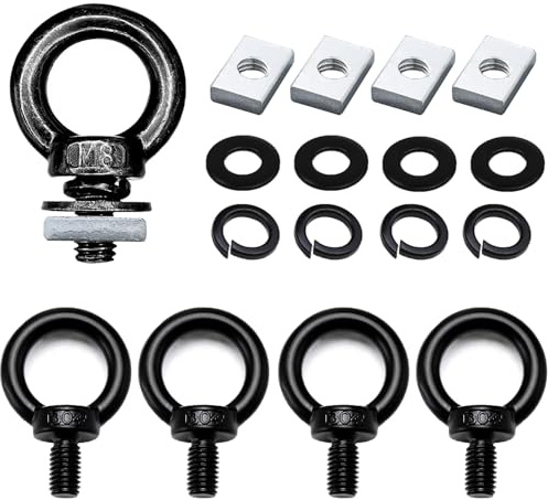 4 Pack (16 Stück) M8 Edelstahl Heavy Duty Hebe Auge Schrauben mit Muttern, T Track Mount Tie Down Anker Kit für Haning (Schwarz)