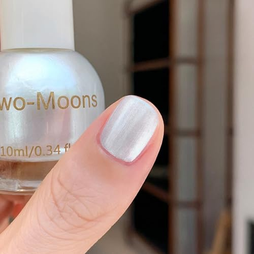 Pearl Nail Polish - Glitter White Nail Polish - Air Fast Dry Nail Varnish - Pearlescent Lustrous Shimmer Nail Varnish - High Glossy Mermaid Shell Nail Paint For Women Girls