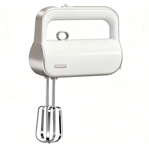 Warran Electric Hand Mixer with Milk Frother Function for Baking, Drinking, 5 Speeds + Turbo, Powerful and Quiet DC Motor (Champagne Gold)