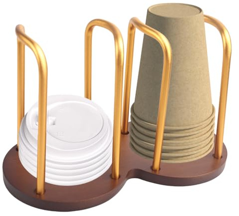 Paper Cup Dispenser,Dual-bin Partition Disposable Paper Cup Lid Holder for Office Kitchen Gym Cafes Cups(Under 8.2cm Diameter)