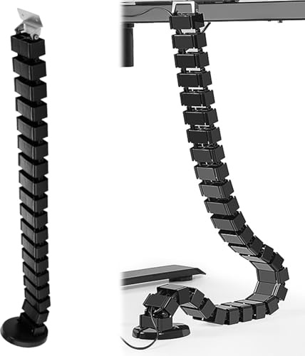 Kabelführung Schreibtisch Eckig, Kabelkanal Schreibtisch Flexibel 800mm, PC Kabelmanagement Höhenverstellbare, Universal Kabelschlauch Tisch, Kabelorganizer, Kabelkette, Büro Zubehör (B)