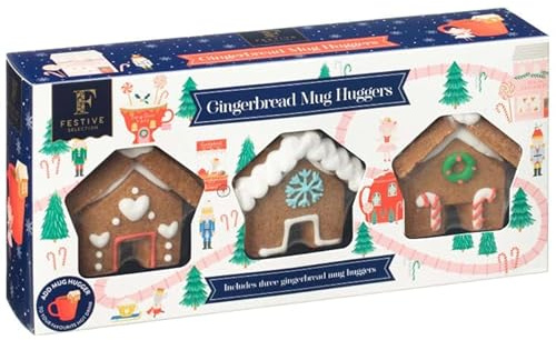 New Christmas Gingerbread Mug Huggers 3-Pack – Fun Festive Biscuit Decorations Perfect for Hot Drinks, Dipping and Holiday Gifting-A52