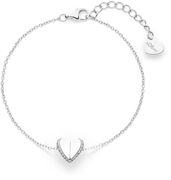 s.Oliver Damen Schmuck – Herz Halsketten, Armbänder, Ohrstecker & Creolen aus 925 Silber mit Steinen & feinen Details – Elegant & Zeitlos – Perfekte Geschenkidee