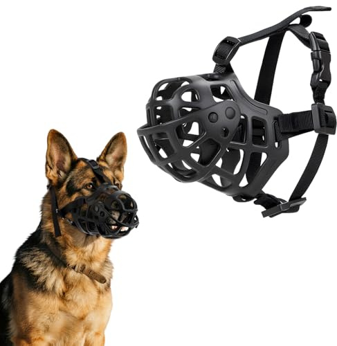 MOTIBACK Silikon Hundemaulkorb, Verstellbarer Anti-Biss Kompressions Maulkorb für Mittlere/Große Hunde (Schäferhund/Labrador), Mit Reflektierendem Gurtband & Auf/Zu Deckel (XL)