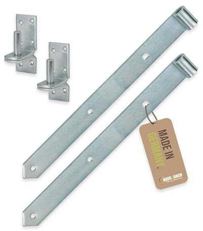 HAUS&DACH Ladenband Set 1000 mm, Kloben Ø16 mm weit zum Anschrauben, blau verzinkt – Torband/Türband für Gartentor, Holztor & Fensterladen