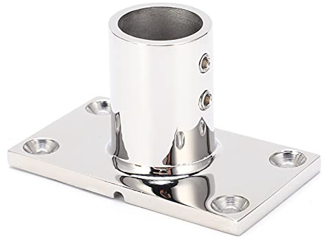 URSXODAWQ Stanchion Base Stainless Steel 90 Degree Rectangular Handrail Fitting, Marine Grade Anti - Corrosion Polished Boat Hardware for Yacht and Fiberglass Vessels