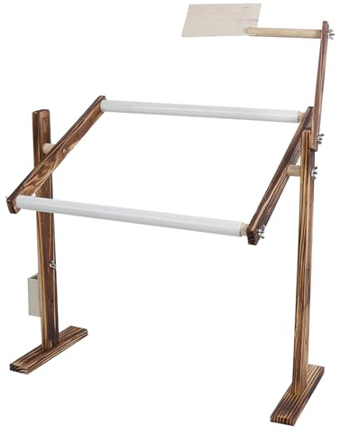 Soporte de bordado de madera antigua, altura ajustable, marco para punto de cruz, accesorio para manualidades de costura - Madera de pino duradera, ajustable 360°, perfecto para