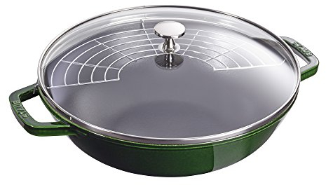 STAUB Padella perfetta in ghisa, wok, forno olandese, 4,5 litri, per 4-5 persone, prodotta in Francia, basilico