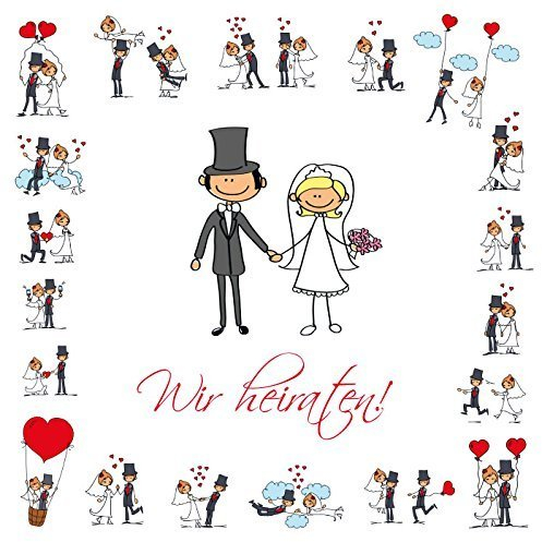 Edition Colibri 10 lustige Einladungskarten Hochzeit mit passendem Briefumschlag, besonderes Format, hochwertiger Bilderdruck auf festem Karton, quadratisch, Hochzeitseinladung