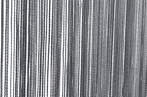 Fadenvorhang Türvorhang 140 x 250 cm Grau Fadengardine halbtransparent Gardine, Wohnzimmer, Schlafzimmer