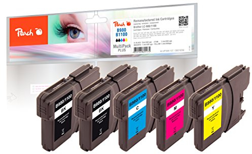Peach B980/1100 Spar Pack Plus Druckerpatronen XL (2xBK, C, M, Y) ersetzt Brother LC-1100VALBP für z.B. Brother DCP -145 C, Brother DCP -160, Brother DCP -163 C, Brother DCP -165 C, Brother DCP -190