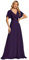 Ever-Pretty Abiti da Sera Donna Stile Impero Linea ad A Scollo a V Maniche Corte Lungo Viola Scuro 48