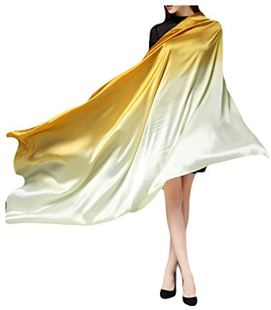 UK_Stone Muttertag Geschenk Damen Luxus Einfarbig Farbverlauf Schal Halstuch Gross Glaenzend Abendkleidung Stola (Gelb Beige)