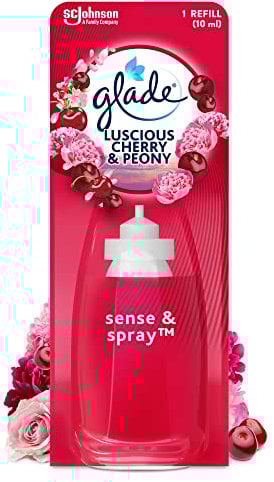 Glade Sense & Spray Air Freshener Refill, Motion Activated Automatic Room Spray and Odour Eliminator for Home, Cherry & Peony, 8 Refills (8 x 18ml)