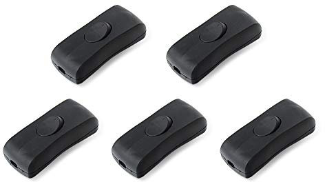 edi-tronic 5 x Schnurschalter schwarz 2A 250V Schnurzwischenschalter Schalter Lampenschalter
