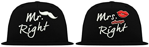 TRVPPY Baseball Kappe Snapback Cap Mr. Right & Mrs. Always Right - Schwarz