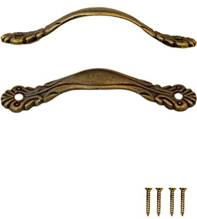 Fuxxer 2x Antike Schubladen-Griffe, Eisen-Griffe, Bronze Design, 80 x 14 mm, 2er Set