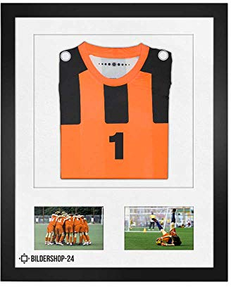 Bilderrahmen Trikotrahmen stabil RahmBig Schwarz 50 X 70 cm Rahmen für Trikots, Sport shirts + Passepartout Reinweiß