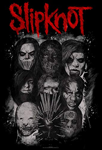 Slipknot Máscaras Grande Tela Póster/Bandera 1100mm x 750mm (Rz)