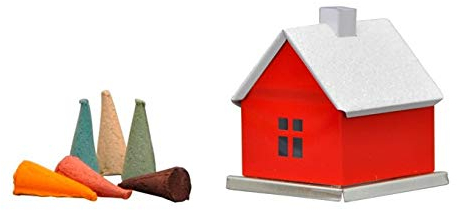 KNOX - Räucherhaus/Räucherkerzenhalter Unifarben aus Metall - für Räucherkerzen Größe M - Farbe: Rot - Maße: ca. 6 x 6 x 6,5 cm