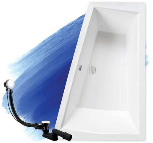 BADLAND Eckbadewanne Intima 180x125 RECHTS mit Füßen und Ablaufgarnitur GRATIS mit Styroporverkleidung; mit 2 Kopfstützen/ohne Kopfstützen (ohne Styroporverkleidung; ohne Kopfstützen)