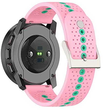 Chofit Armbänder kompatibel mit Suunto 9 Peak Strap, weiches Silikon-Sport-Ersatzarmband 22 mm Band mit bunten Löchern, Uhrenzubehör für Suunto 9 Peak Smartwatch (Rosa)