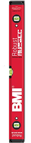 BMI Alu-Wasserwaage Robust rot (Länge 80 cm, Messgenauigkeit 0,5 mm/m, breites/hohes Profil, Gummi-Endkappen, ultraschallverschweißte Libellen) 638080PS