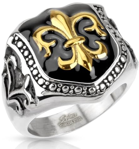Pain-is-Art Edelstahl Ring FLEUR DE LIS Fingerring in verschiedenen Größen Biker Metal Lilie